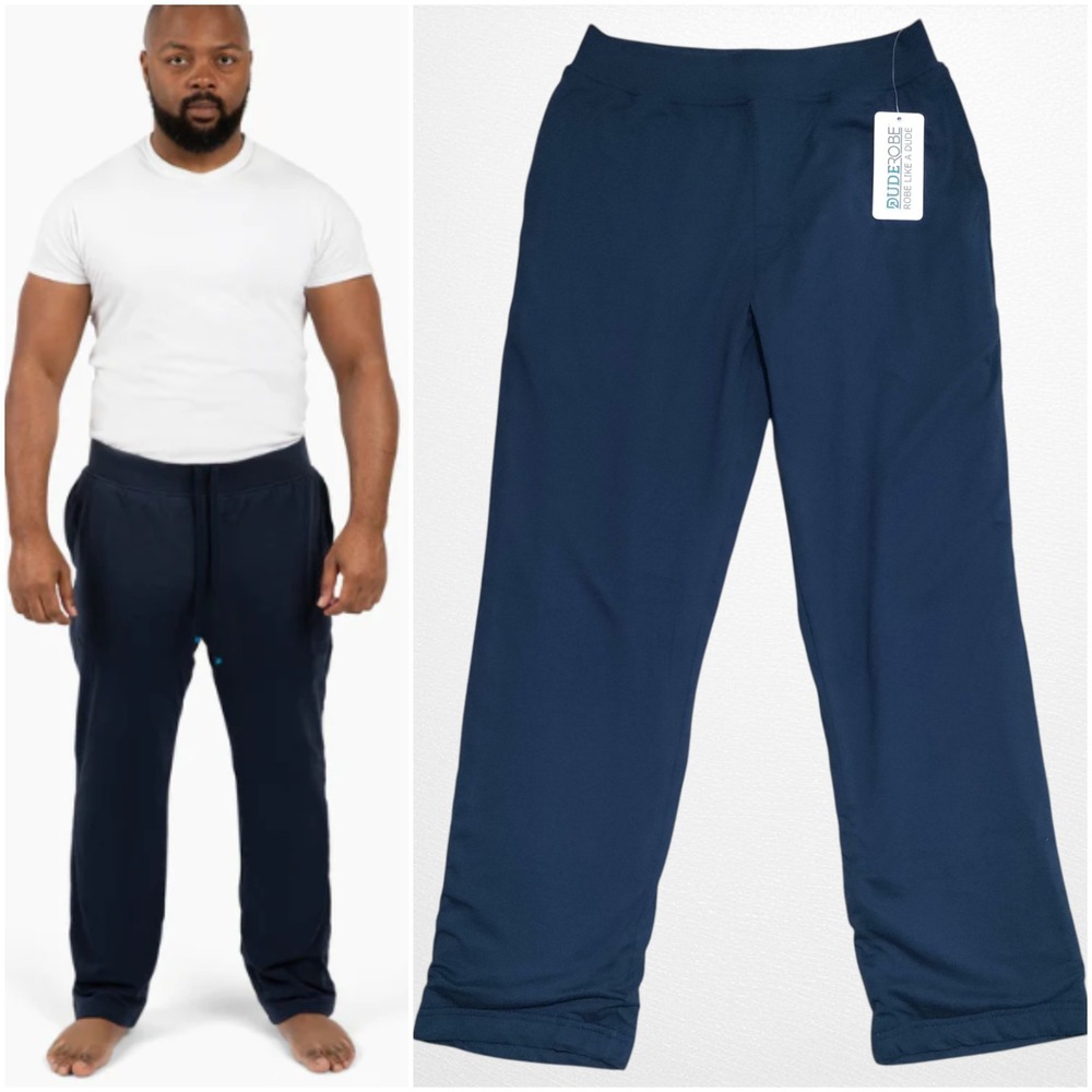 Dude Robe Pants Men's S/M Navy Blue DudePants Terry Lined Loungewear Sweatpants‎